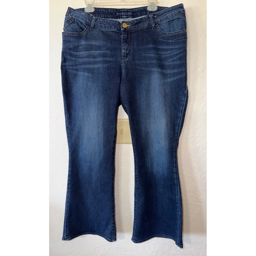Rock & Republic Size 18W Bootcut Jeans Mid Rise Blue Denim Y2K Medium Wash